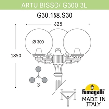 Садово-парковый фонарь FUMAGALLI ARTU BISSO/G300 3L G30.158.S30.VXF1R Fumagalli. Производство Италии
