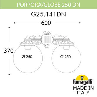 Светильник уличный настенный FUMAGALLI PORPORA/G250 G25.141.000.BXE27DN Fumagalli. Производство Италии