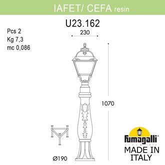 Садовый светильник-столбик FUMAGALLI IAFAET.R/CEFA U23.162.000.VYE27 Fumagalli. Производство Италии