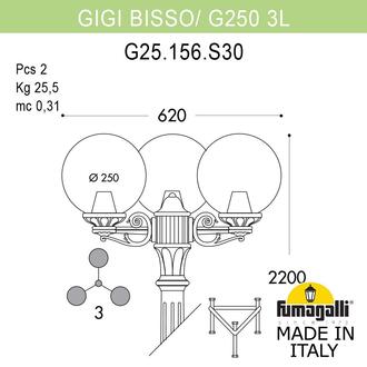 Садово-парковый фонарь FUMAGALLI GIGI BISSO/G250 3L G25.156.S30.VYE27 Fumagalli. Производство Италии