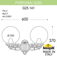 Светильник уличный настенный FUMAGALLI PORPORA/G250 G25.141.000.BYF1R Fumagalli. Производство Италии