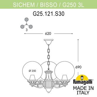 Подвесной уличный светильник FUMAGALLI SICHEM/G250 3L. G25.120.S30.VZE27 Fumagalli. Производство Италии