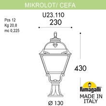 Ландшафтный фонарь FUMAGALLI MIKROLOT/CEFA U23.110.000.VYE27 Fumagalli. Производство Италии