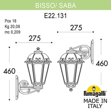 Светильник уличный настенный FUMAGALLI BISSO/SABA K22.131.000.VYE27 DN Fumagalli. Производство Италии