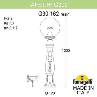 Садовый светильник-столбик FUMAGALLI IAFAET.R/G300 G30.162.000.VZF1R Fumagalli. Производство Италии