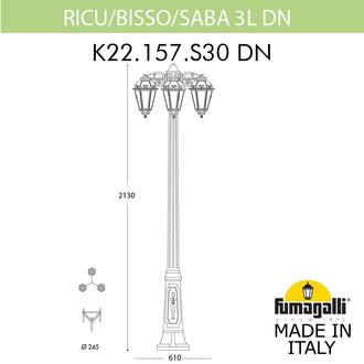 Садово-парковый фонарь FUMAGALLI RICU BISSO/SABA 3L DN K22.157.S30.VYF1RDN Fumagalli. Производство Италии