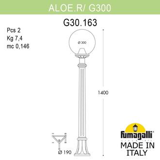 Садовый светильник-столбик FUMAGALLI ALOE.R/G300 G30.163.000.AXE27 Fumagalli. Производство Италии