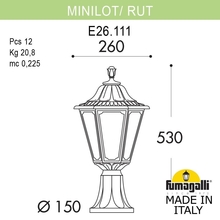 Ландшафтный фонарь FUMAGALLI MINILOT/RUT E26.111.000.VXF1R Fumagalli. Производство Италии