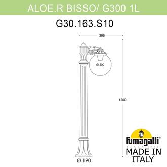 Садовый светильник-столбик FUMAGALLI ALOE.R/BISSO/G300 1L G30.163.S10.WZE27 Fumagalli. Производство Италии