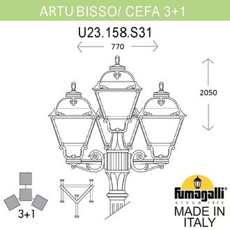 Садово-парковый фонарь FUMAGALLI ARTU BISSO/CEFA 3+1 U23.158.S31.AYE27 Fumagalli. Производство Италии