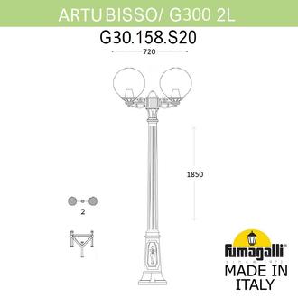 Садово-парковый фонарь FUMAGALLI ARTU BISSO/G300 2L G30.158.S20.VZF1R Fumagalli. Производство Италии