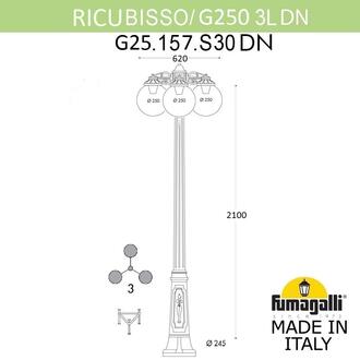 Садово-парковый фонарь FUMAGALLI RICU BISSO/G250 3L DN G25.157.S30.VZE27DN Fumagalli. Производство Италии