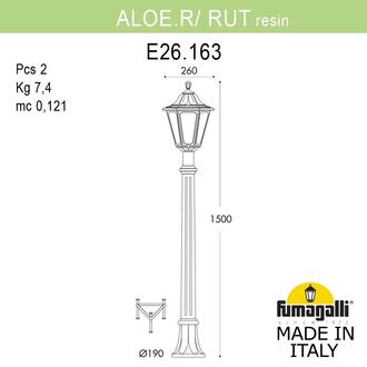 Садовый светильник-столбик FUMAGALLI ALOE`.R/RUT E26.163.000.VYE27 Fumagalli. Производство Италии