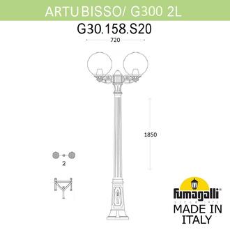 Садово-парковый фонарь FUMAGALLI ARTU BISSO/G300 2L G30.158.S20.AYE27 Fumagalli. Производство Италии