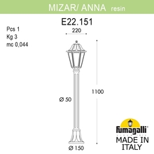 Садовый светильник-столбик FUMAGALLI MIZAR.R/ANNA E22.151.000.VXE27 Fumagalli. Производство Италии