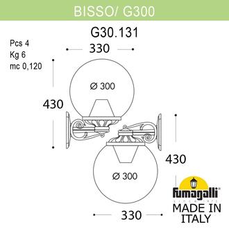 Светильник уличный настенный FUMAGALLI BISSO/G300 G30.131.000.BYF1RDN Fumagalli. Производство Италии